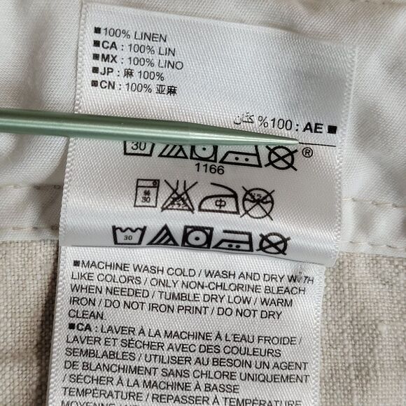 Old Navy Trouser Pants 100% Linen Womens L Beige 4 Pockets Straight Leg 36x33 - Picture 10 of 11